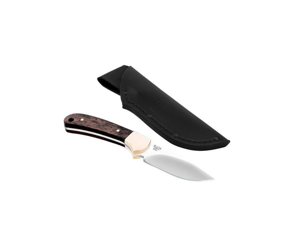 Buck 113 Ranger Skinner fast jagtkniv med læderskede og træhåndtag
