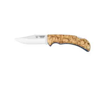 Cudeman Artemisa Coltello Pieghevole Robusto con Legno di Betulla e Fodero in Pelle