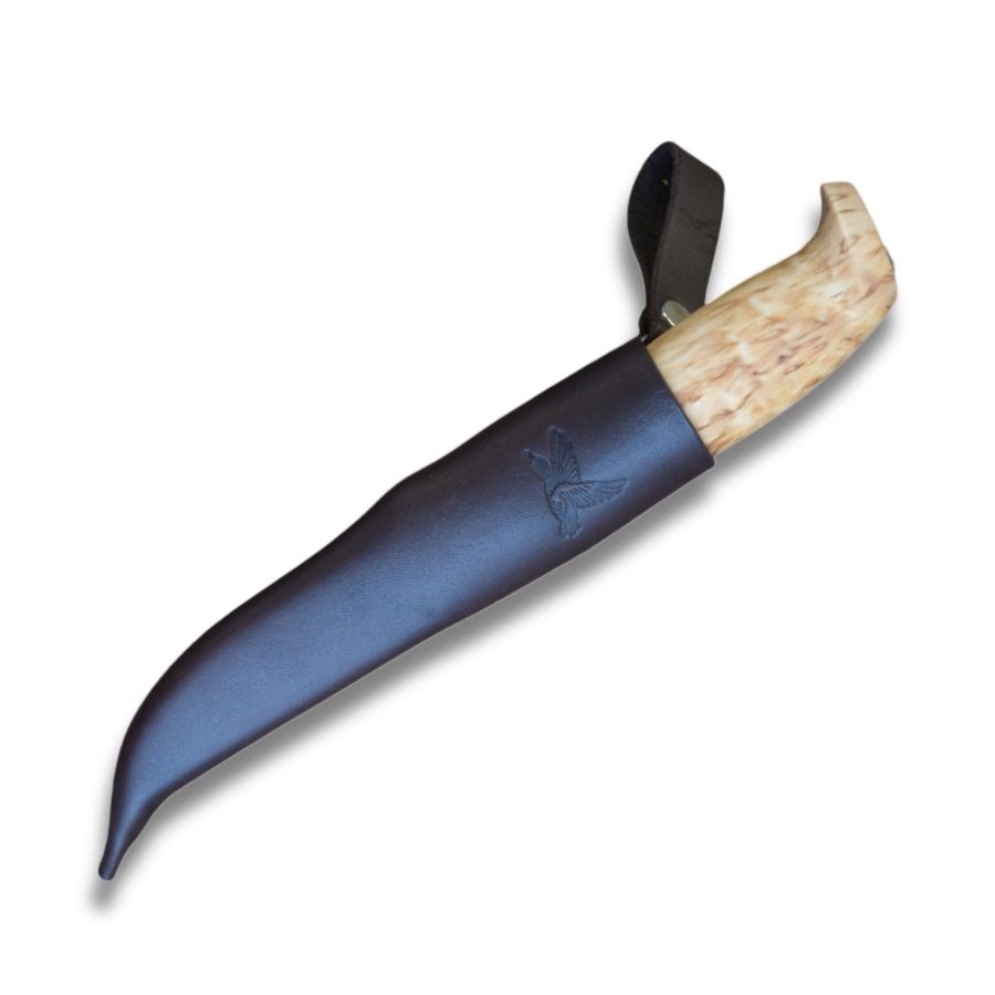 Iisakki Järvenpää Duck Knife – Dark med smal, skarp stålklinge og mørkt, ergonomisk formet træskaft i klassisk finsk design.