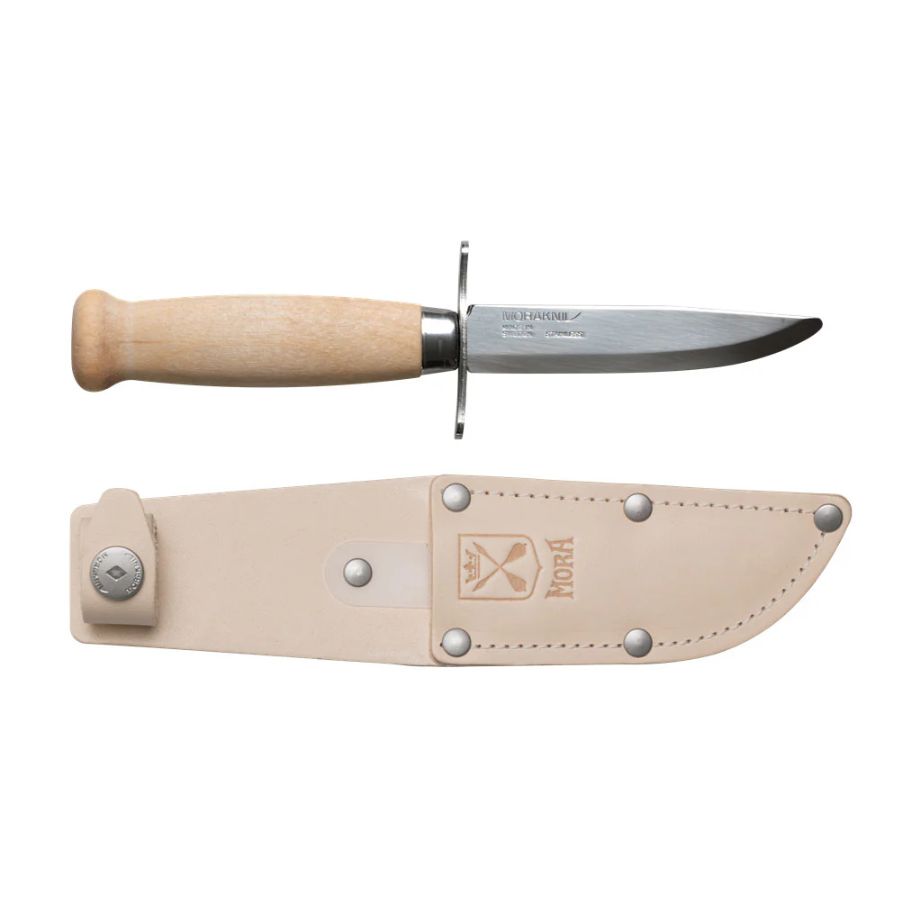 Coltello per bambini Morakniv Scout 39 Safe S con punta arrotondata, manico in legno e fodero in pelle – coltello sicuro per scout e attività outdoor